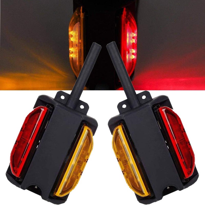 NEW SUN LED Fender Lights Kit, Pre-Wired Dual Face with Pedestal, Super Bright Amber & Red, RH&LH, Take as Turn Signal Side Clearance Mark Lights for Truck, Trailer, Tractor, Bus, 2Pcs Set Waterproof - Image 1